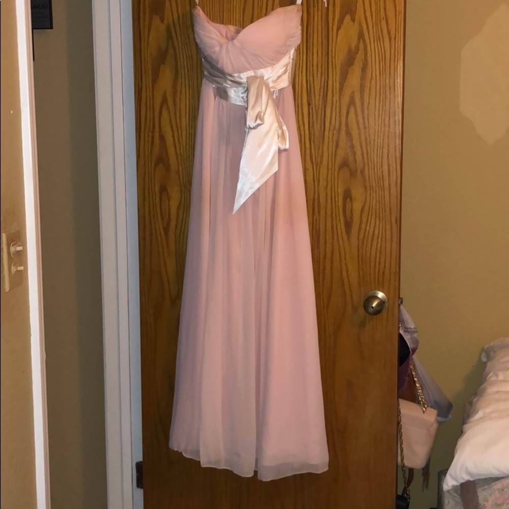 Blush formal gown size six with ivory tie